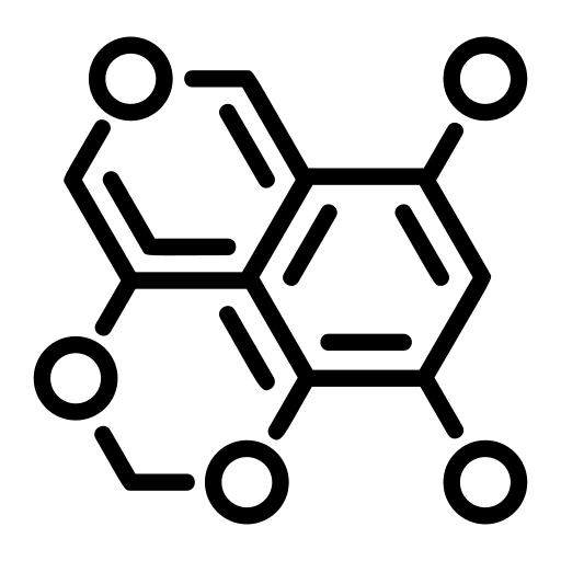 Chemical molecule network icon symbolizing scientific innovation