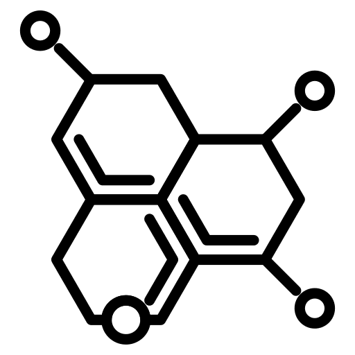 Hexagonal molecule icon representing organic chemistry compound