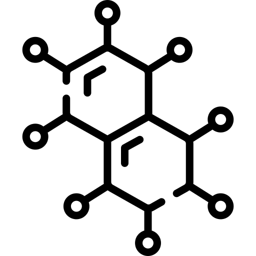 Simplified molecule icon representing chemical bonding structure