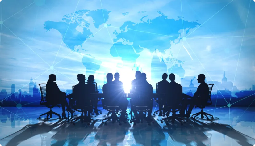 Global corporate meeting representing Rainchem's international chemical solutions and collaborative business